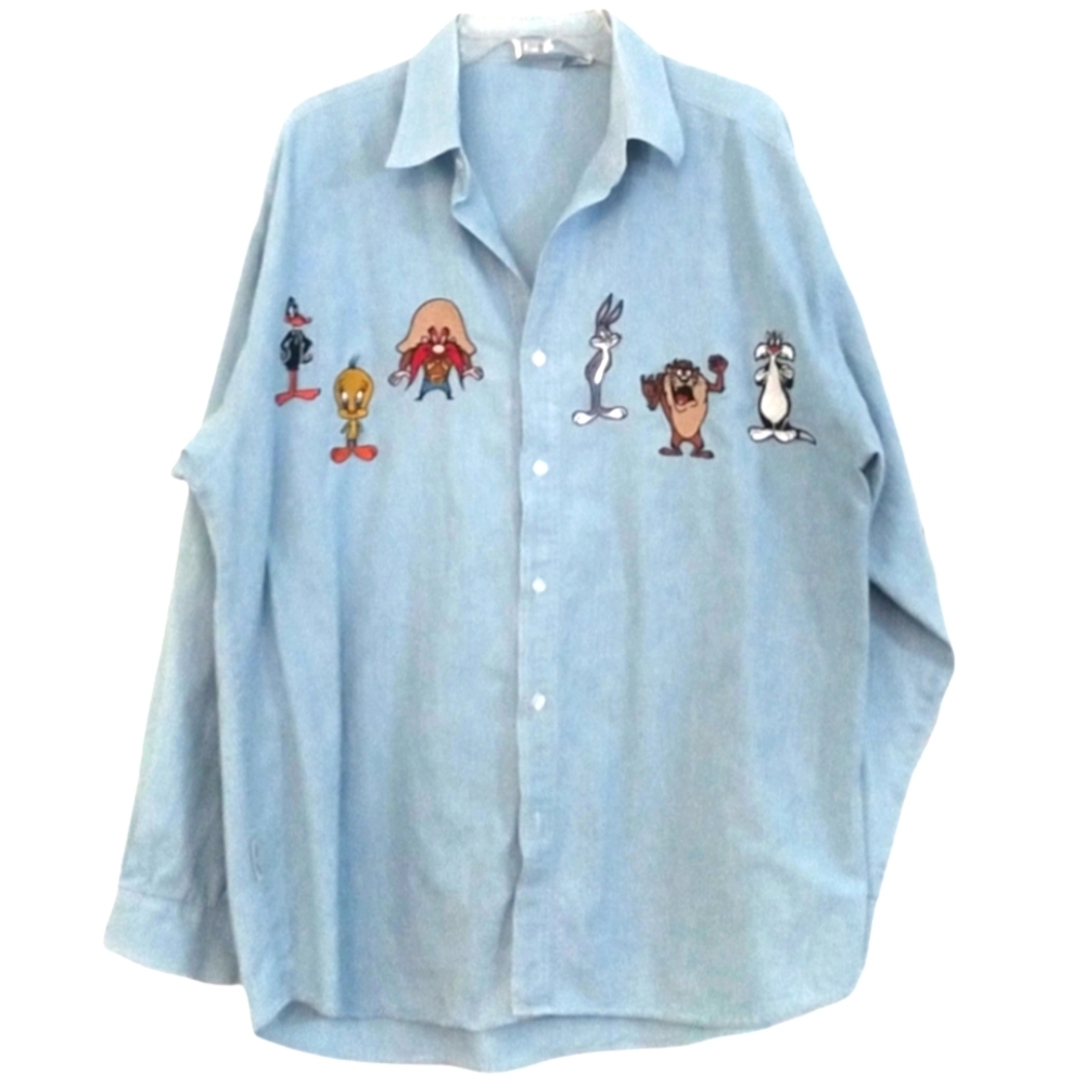 ACME Vintage 90s Looney Tunes Cartoon Denim Top XL